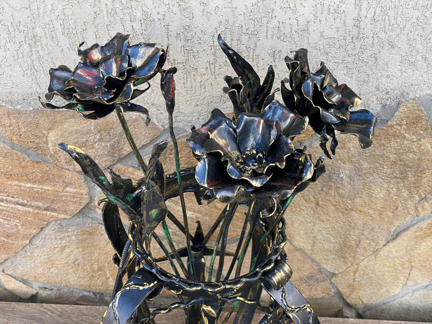 Vase, poppy, flower, 11th anniversary, 6th anniversary, iron gift, iron flower, steel gift, iron anniversary, birthday, Christmas, botanics