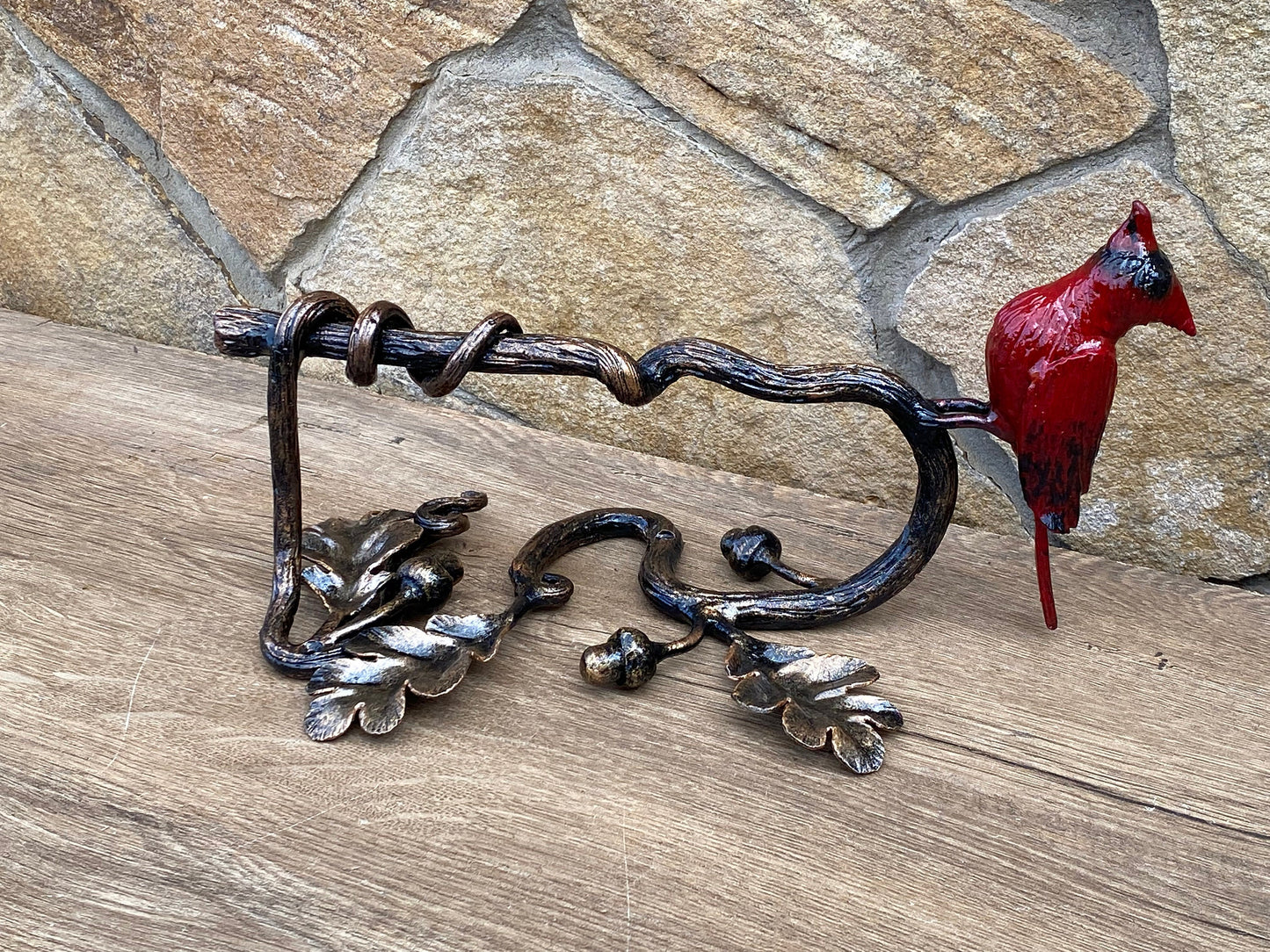 Door pull, door handle, door hardware, cardinal, oak, acorn, bird, forest decor, Christmas, animal, jungle, safari, tropical decor, zoo