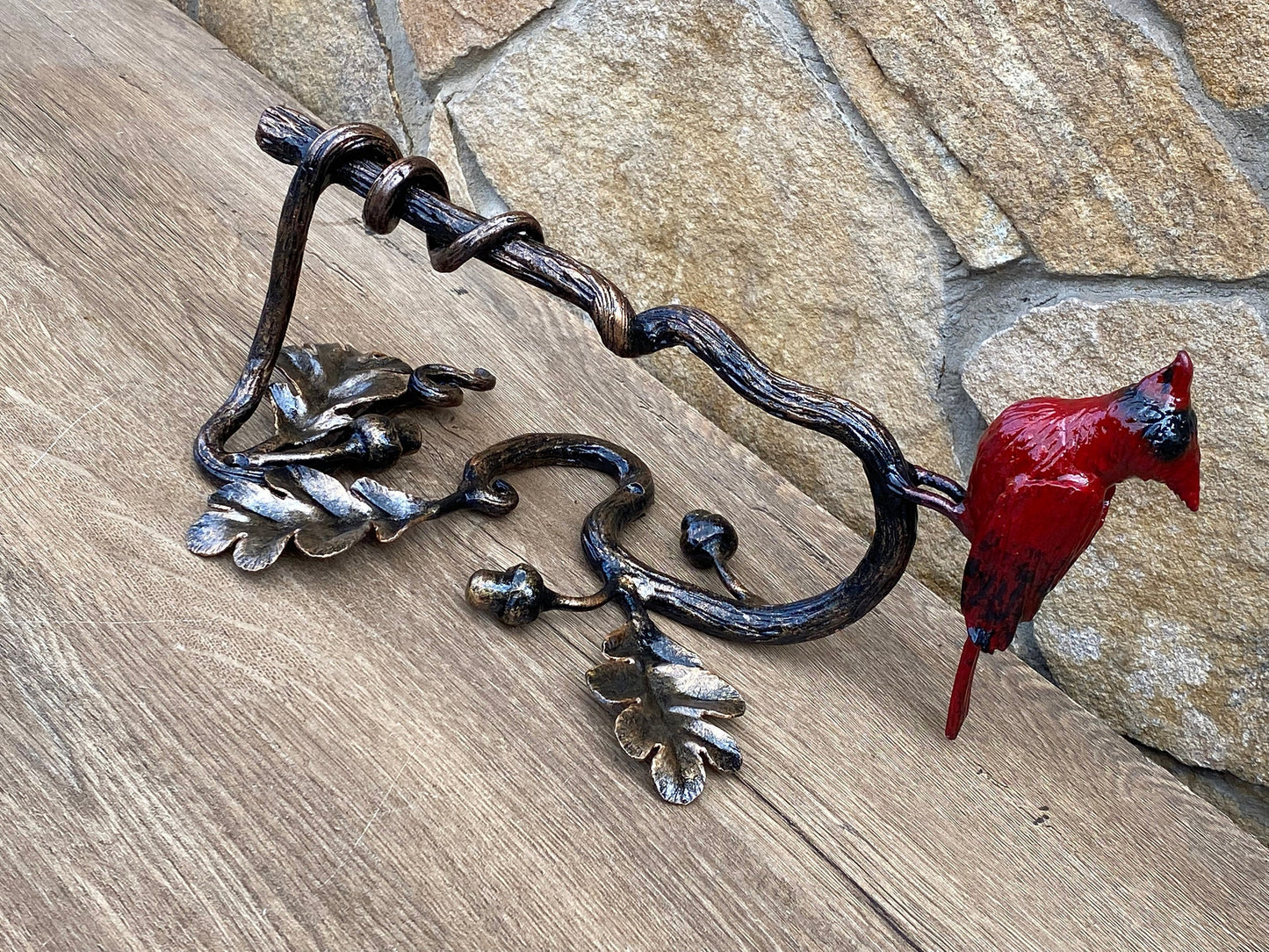 Door pull, door handle, door hardware, cardinal, oak, acorn, bird, forest decor, Christmas, animal, jungle, safari, tropical decor, zoo