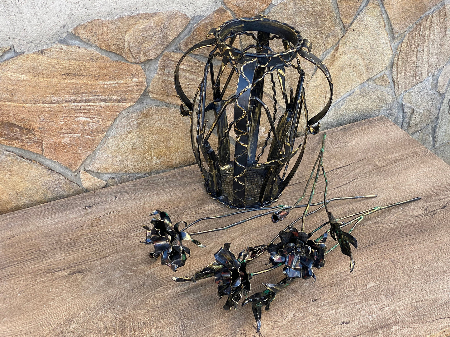 Vase, poppy, flower, 11th anniversary, 6th anniversary, iron gift, iron flower, steel gift, iron anniversary, birthday, Christmas, botanics