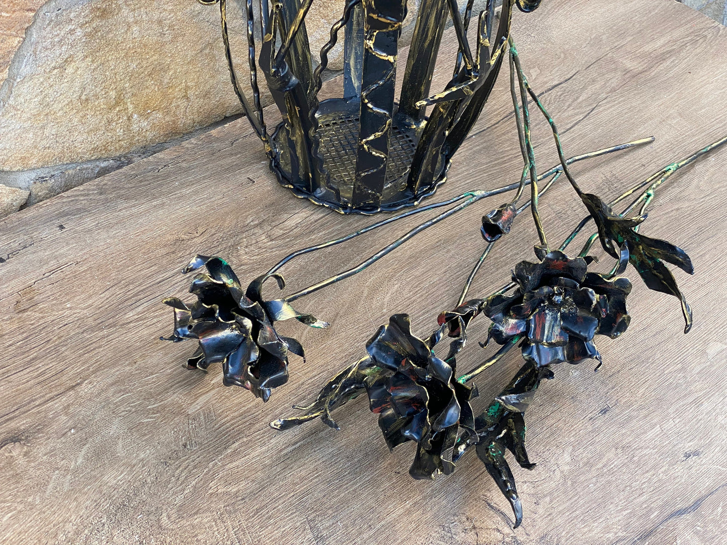 Vase, poppy, flower, 11th anniversary, 6th anniversary, iron gift, iron flower, steel gift, iron anniversary, birthday, Christmas, botanics