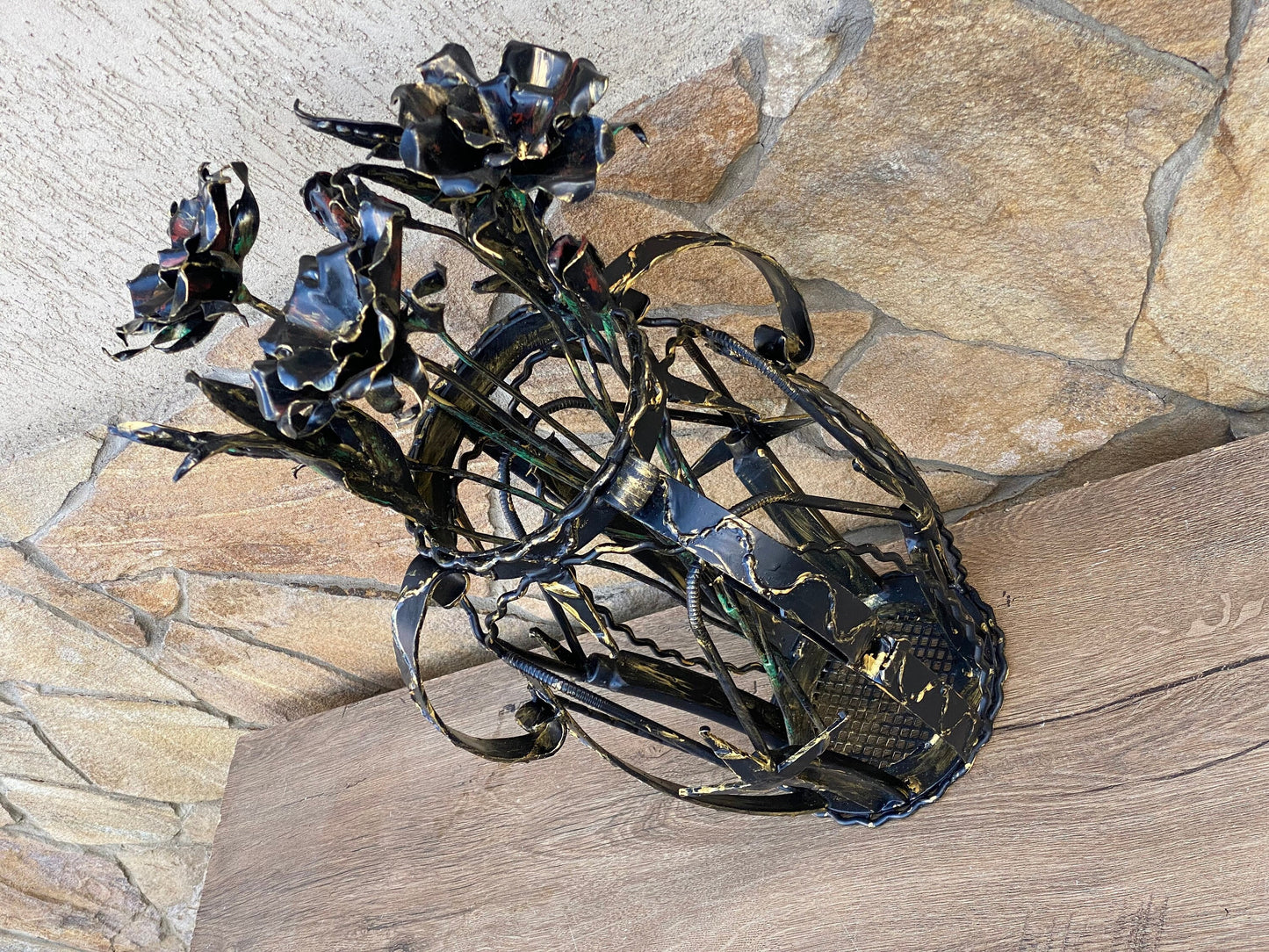 Vase, poppy, flower, 11th anniversary, 6th anniversary, iron gift, iron flower, steel gift, iron anniversary, birthday, Christmas, botanics