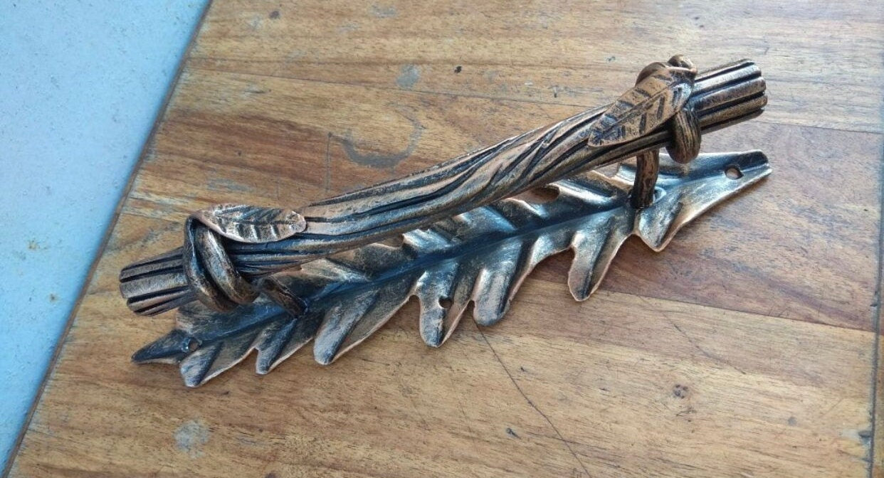Door pull, forest, door handle, wild nature, branch, leaves, wood, bark, birthday, anniversary, Christmas, iron gift, steel gift, barn, room
