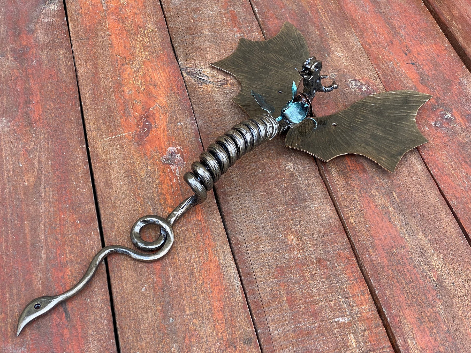 Door handle, dragon, rose, medieval, Christmas, birthday, anniversary, castle, viking, cottage, antique, cave, steel gift, steel rose,flower