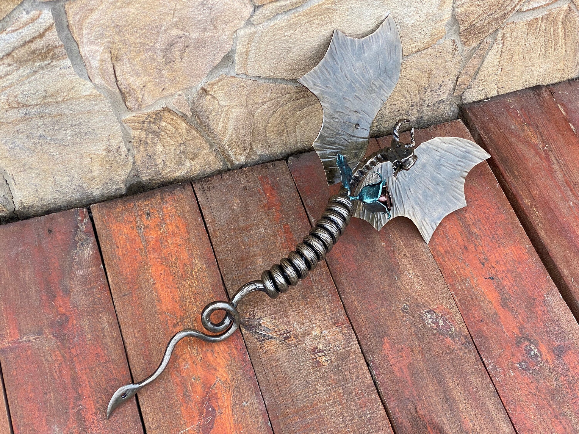 Door handle, dragon, rose, medieval, Christmas, birthday, anniversary, castle, viking, cottage, antique, cave, steel gift, steel rose,flower