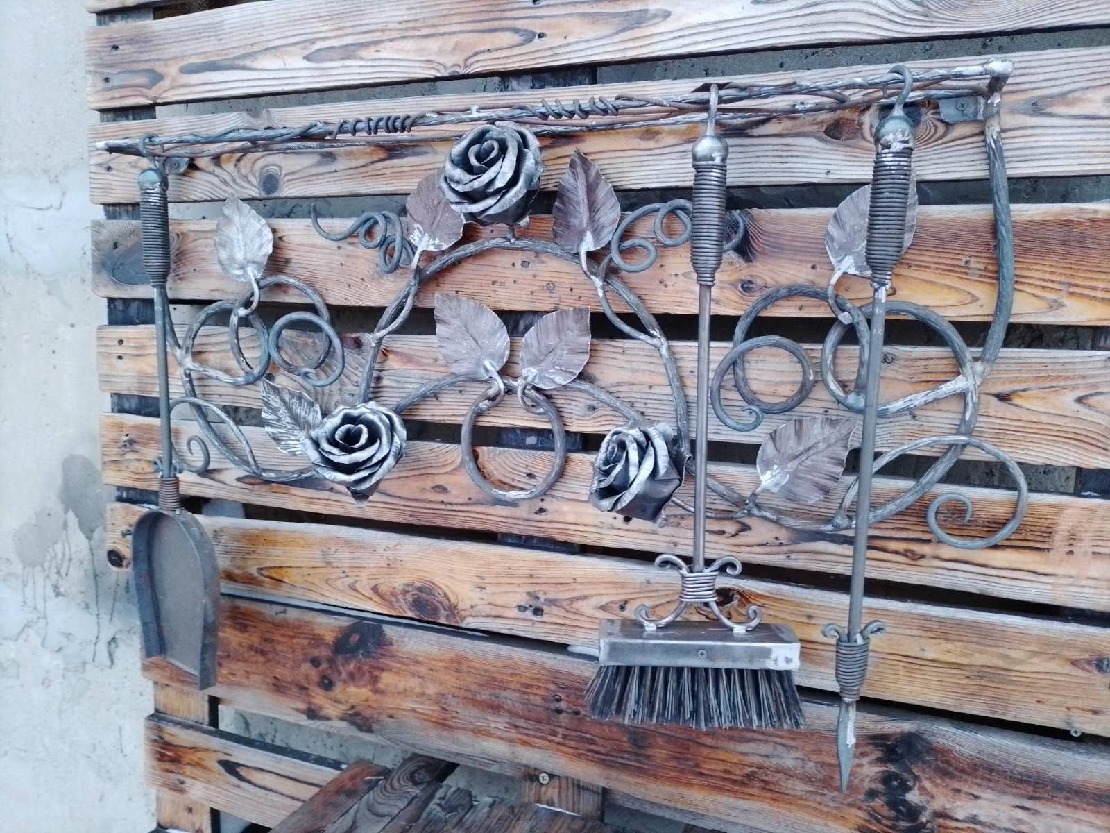 Fireplace tools, fire poker, fireplace, iron gift, iron rose, birthday, anniversary, Christmas, Fathers Day, mens gift, firewood basket