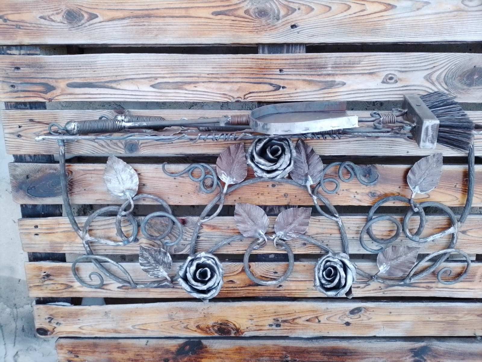 Fireplace tools, fire poker, fireplace, iron gift, iron rose, birthday, anniversary, Christmas, Fathers Day, mens gift, firewood basket