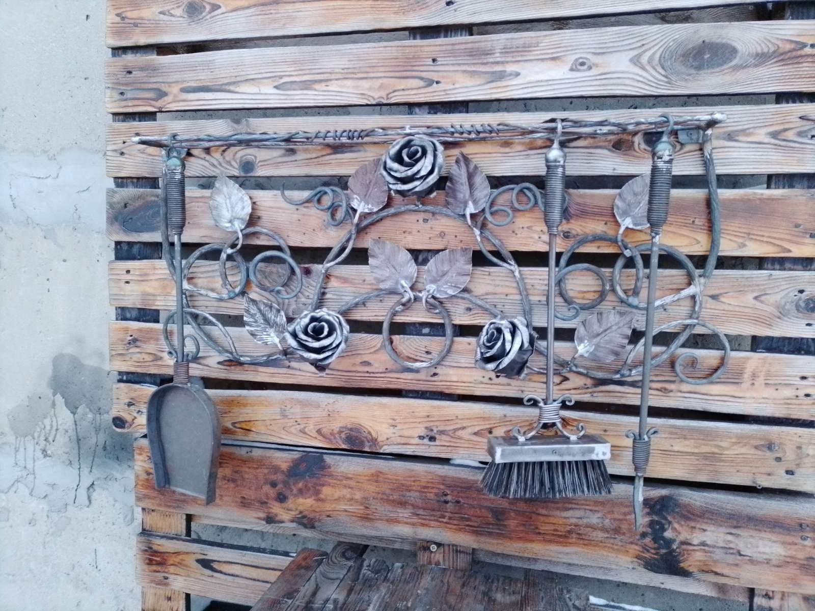 Fireplace tools, fire poker, fireplace, iron gift, iron rose, birthday, anniversary, Christmas, Fathers Day, mens gift, firewood basket