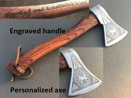 Mens gift, tree of life, viking axe, celtic, hatchet, tomahawk, handym –  ForgedCommodities