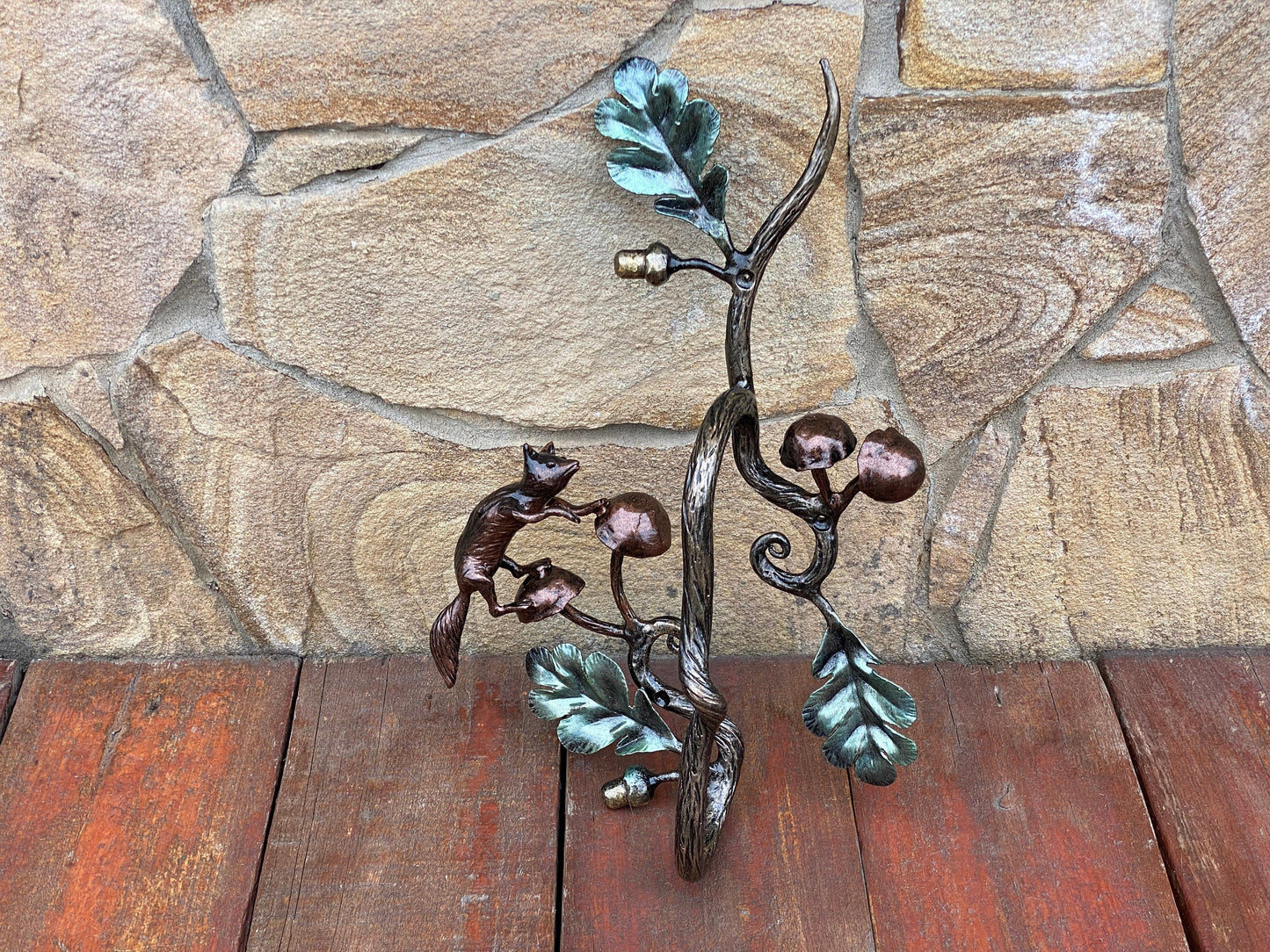 Door pull, fox, door handle, door, oak, acorn, forest, wild nature, Christmas, animal, mushroom, anniversary, iron gift, steel gift, mother