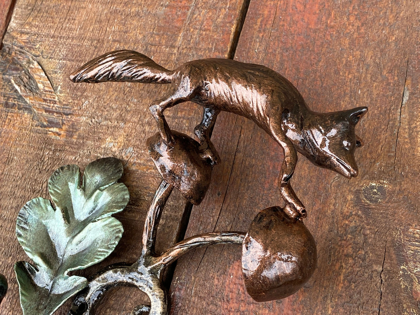 Door pull, fox, door handle, door, oak, acorn, forest, wild nature, Christmas, animal, mushroom, anniversary, iron gift, steel gift, mother