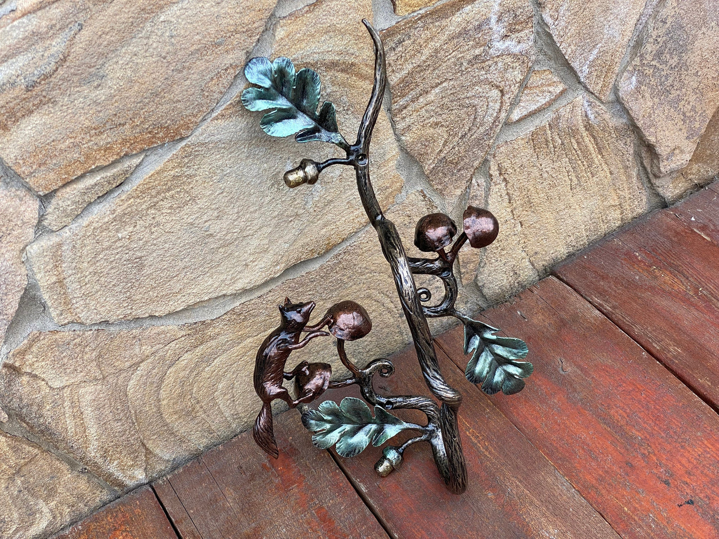 Door pull, fox, door handle, door, oak, acorn, forest, wild nature, Christmas, animal, mushroom, anniversary, iron gift, steel gift, mother