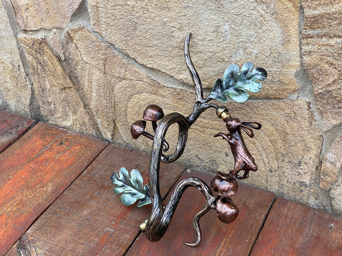 Door pull, rabbit, door handle, door, zoo, acorn, forest, wild nature, Christmas, animal, mushroom, anniversary, iron gift,steel gift,father