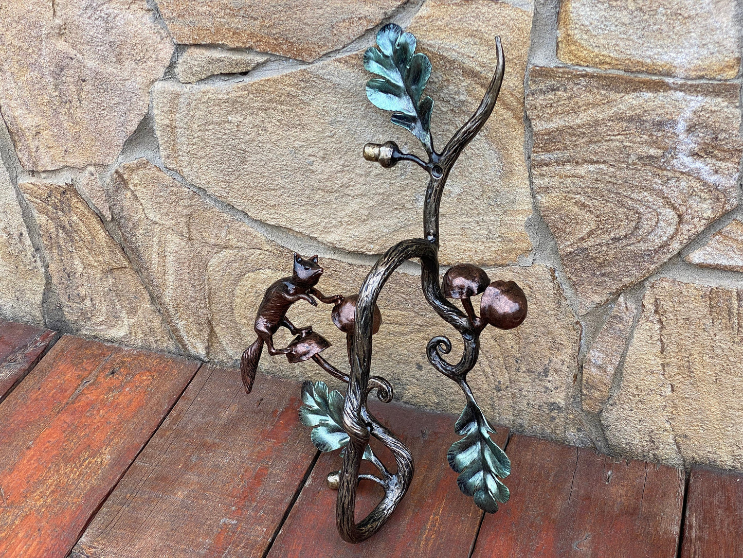 Door pull, fox, door handle, door, oak, acorn, forest, wild nature, Christmas, animal, mushroom, anniversary, iron gift, steel gift, mother