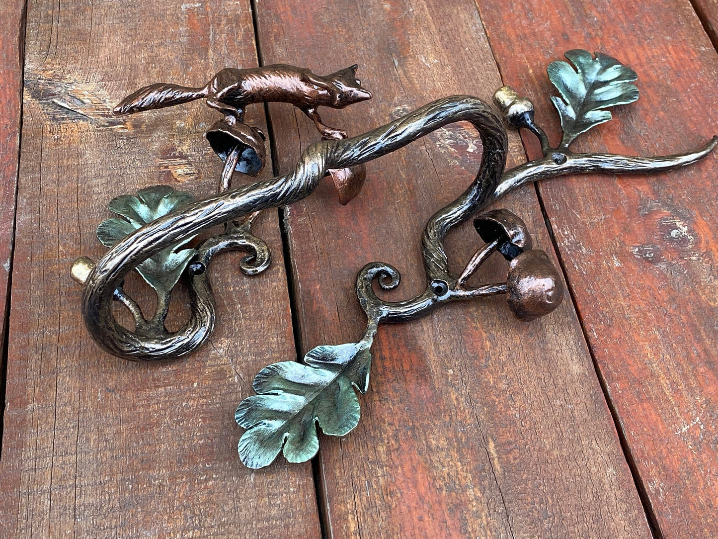 Door pull, fox, door handle, door, oak, acorn, forest, wild nature, Christmas, animal, mushroom, anniversary, iron gift, steel gift, mother