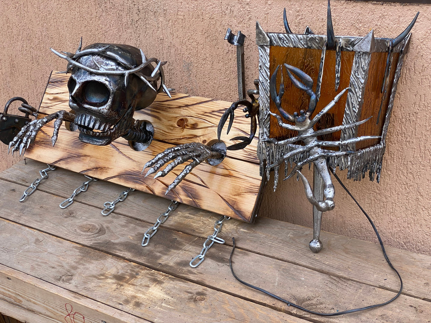 Wall lamp, sconce, Halloween, birthday, Christmas, skull, grave, cemetry, coffin, military, man cave, crematorium, grief, funeral, dead