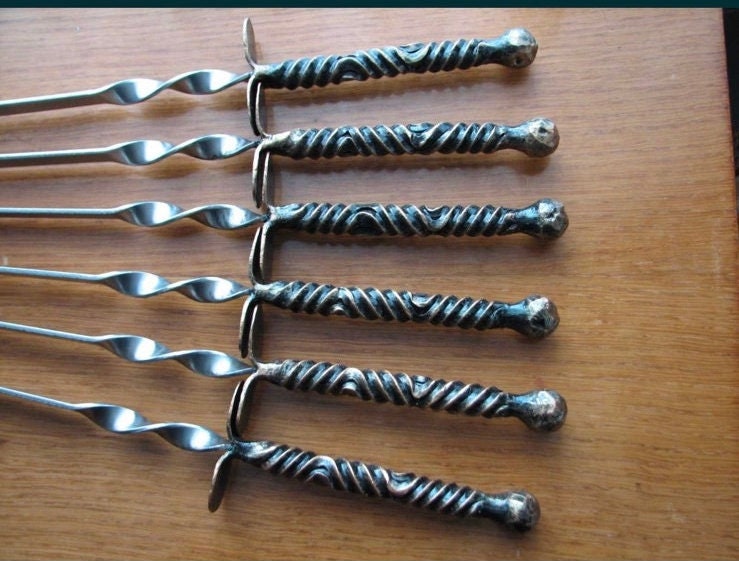 Skewers, steel gift, 11th anniversary, 6th anniversary, iron gifts, camping, kebab, grilling set, grill, BBQ tools,fireplace,firewood holder