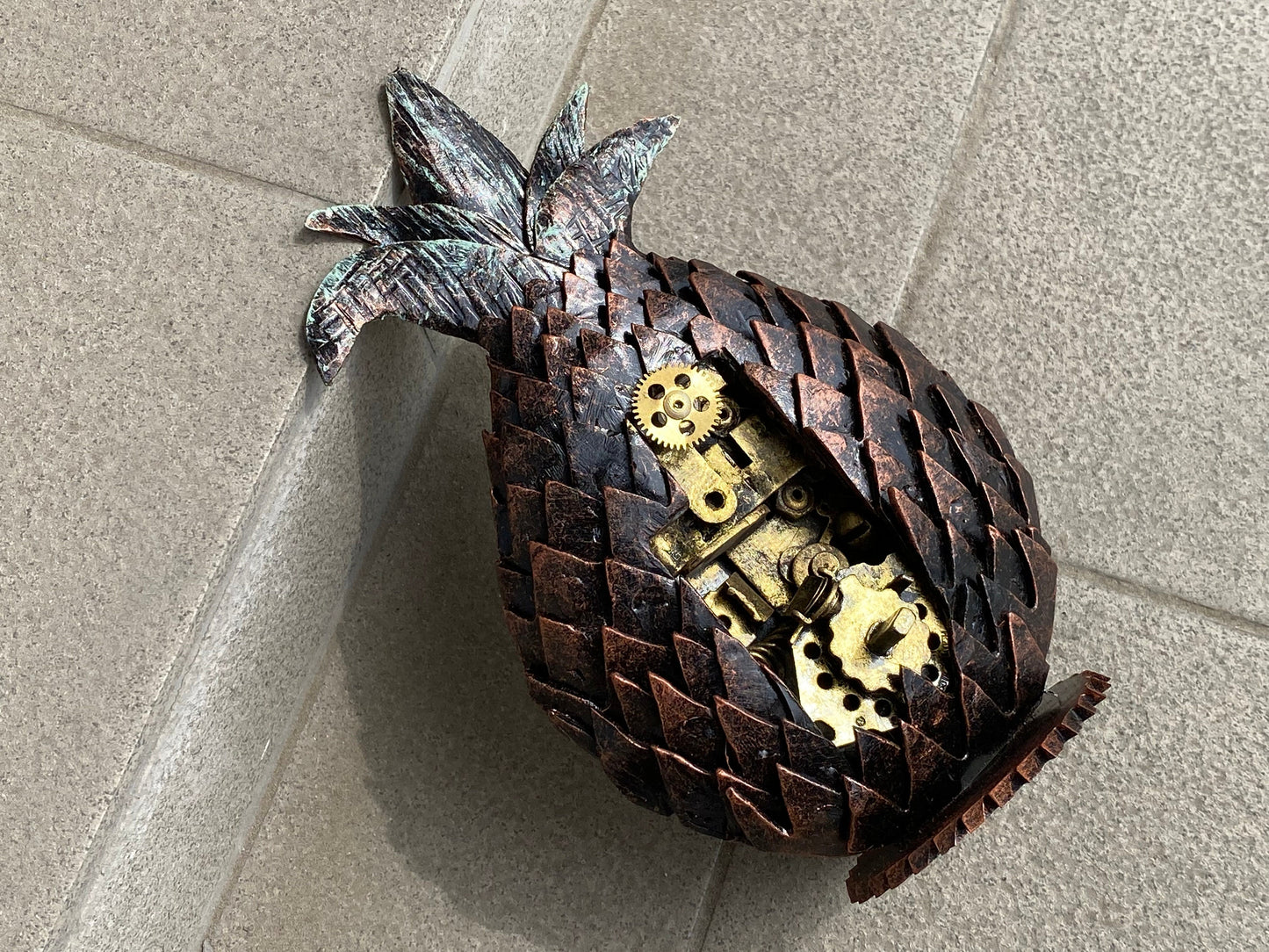 Steampunk pineapple, pineapple, steampunk, pine apple, fruit, Christmas, birthday, hardware, steam punk, recycling, industrial, exotic, mom