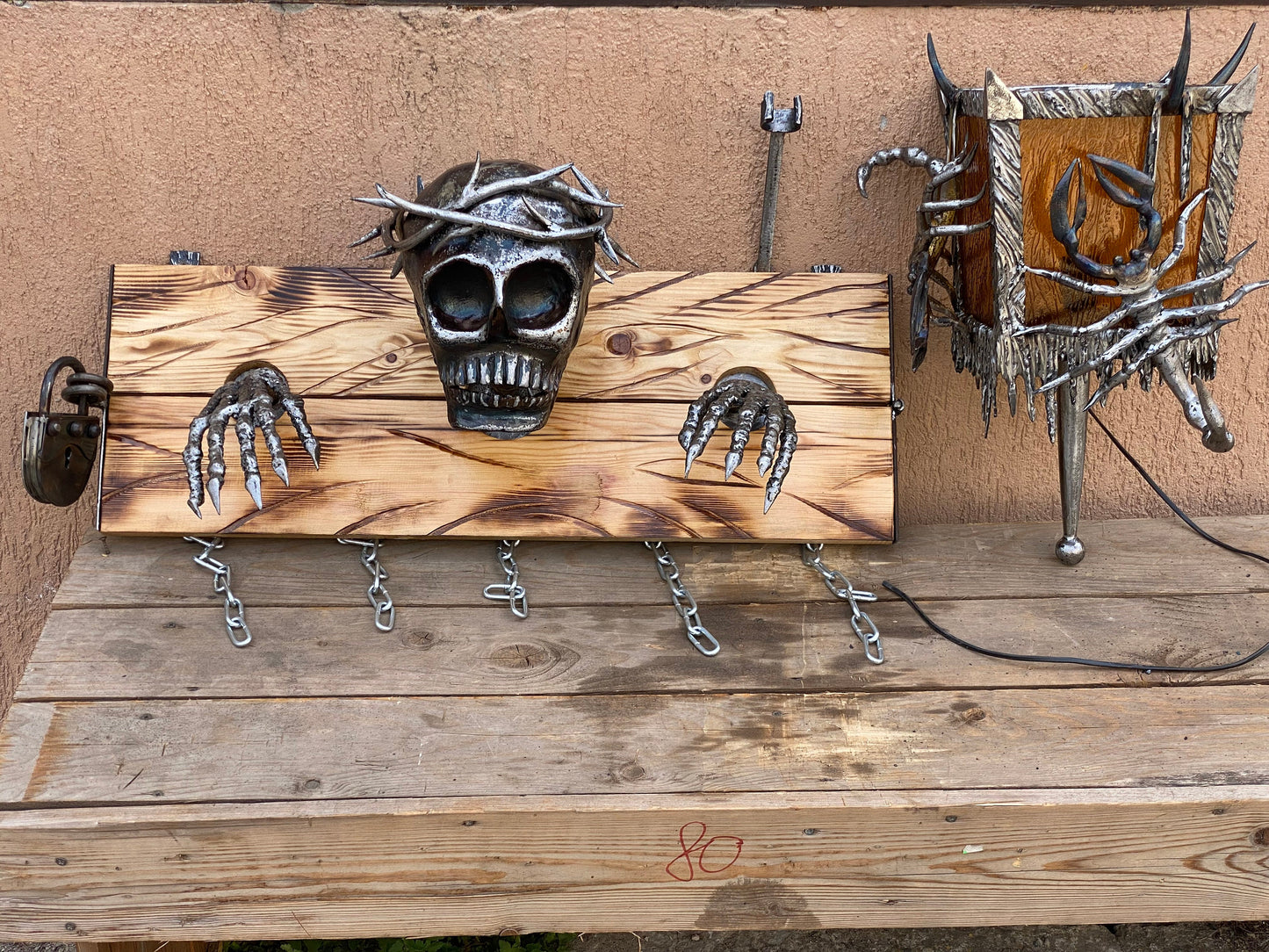 Wall lamp, sconce, Halloween, birthday, Christmas, skull, grave, cemetry, coffin, military, man cave, crematorium, grief, funeral, dead