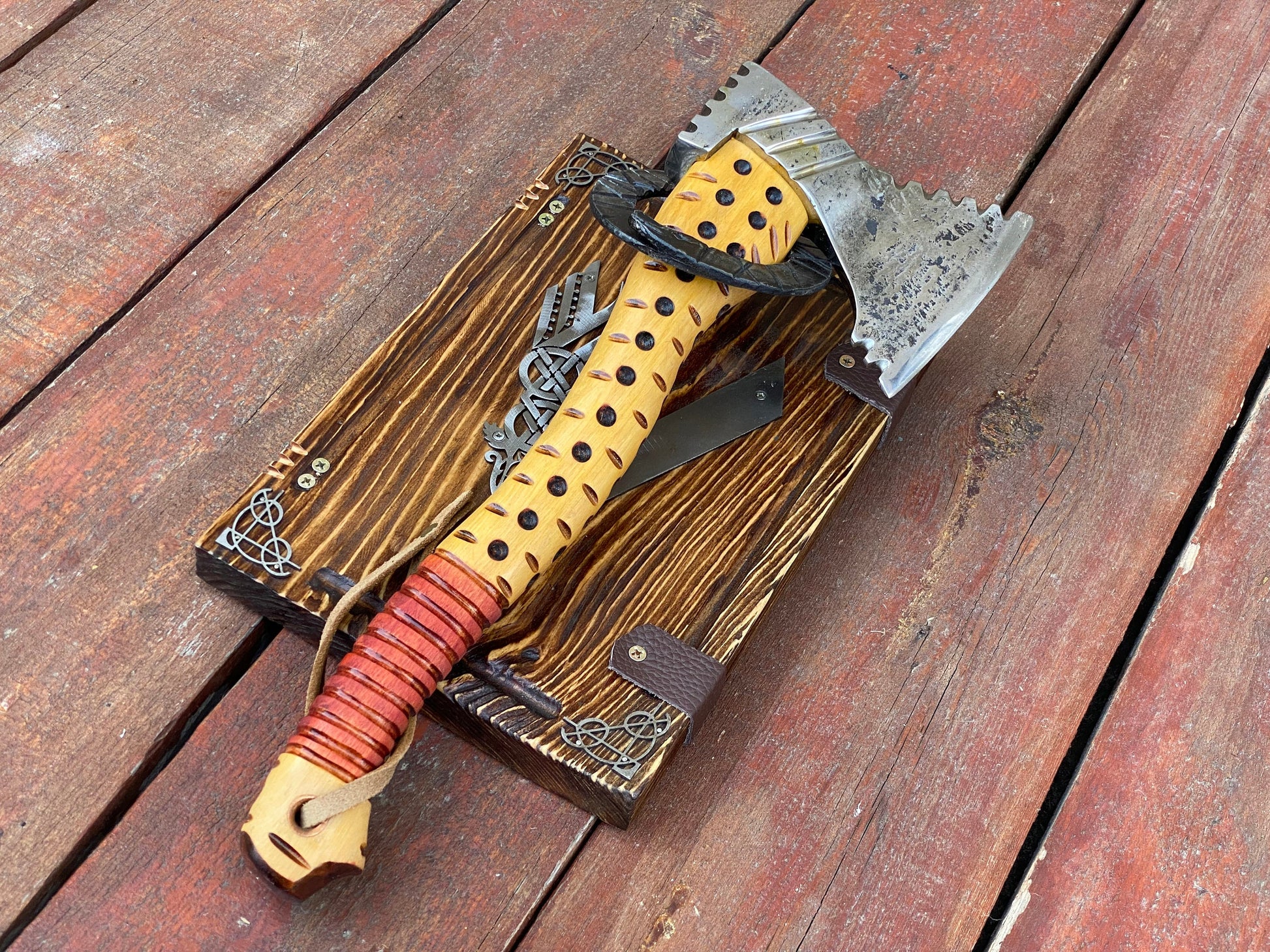 Axe holder, viking axe, viking hatchet, axe, mens gift, viking, wooden gift, birthday, Christmas, anniversary, iron gift, steel gift, daddy