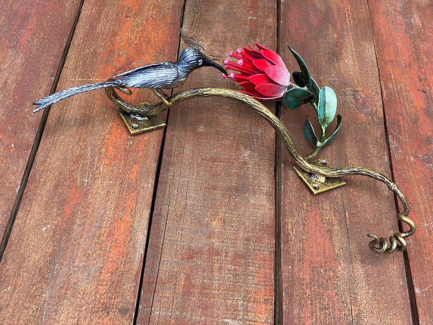 Door handle, bird, flower, South Africa, door pull, Christmas, birthday, nature,Mothers Day,anniversary,house renovation,iron gift,barn pull