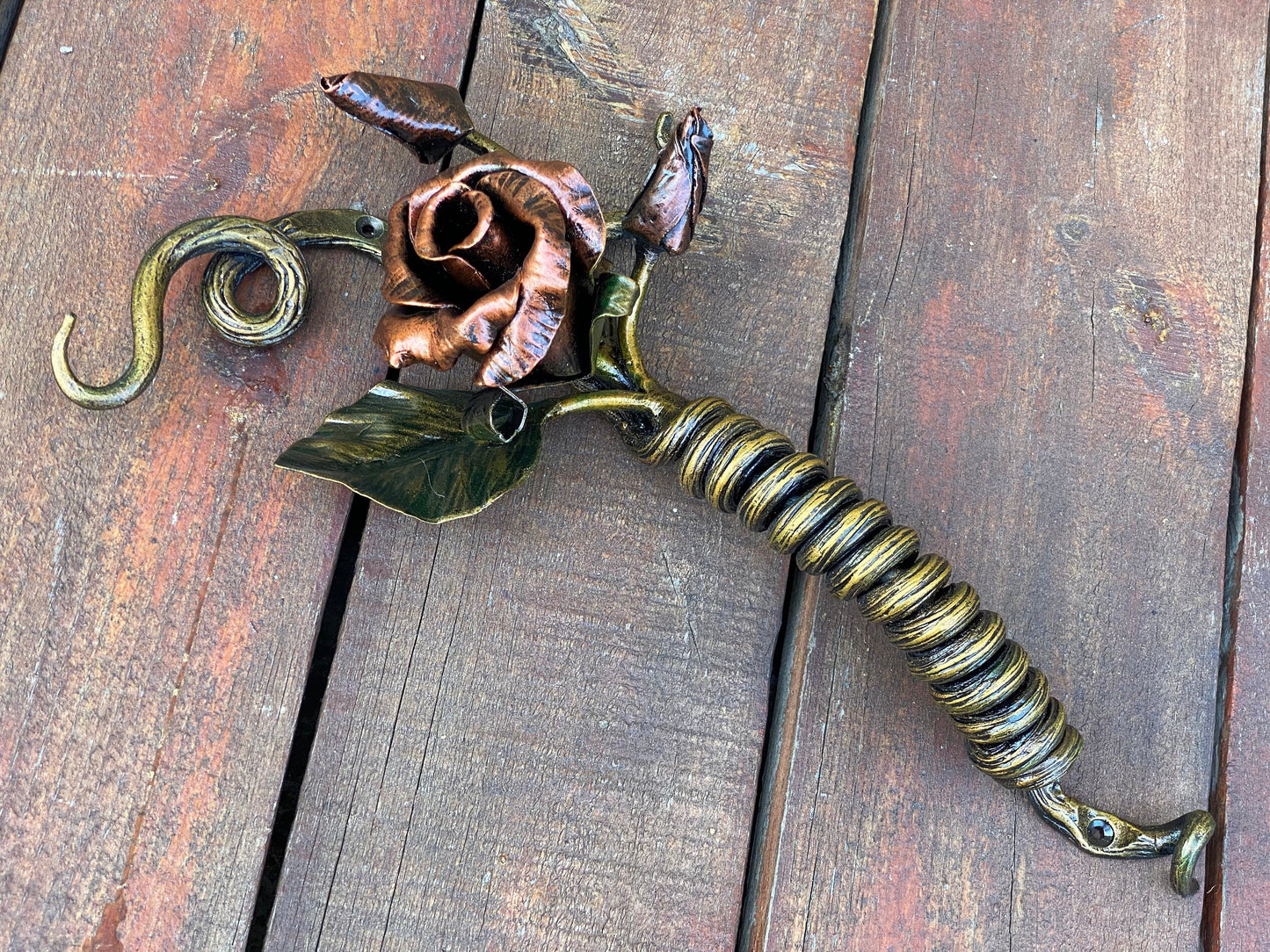 Door handle, rose, bud, petal, door pull, medieval, flower, Christmas, gift for mom, birthday, barn, anniversary, Middle Ages, iron gift