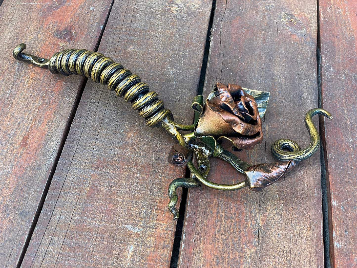 Door handle, rose, bud, petal, door pull, medieval, flower, Christmas, gift for mom, birthday, barn, anniversary, Middle Ages, iron gift