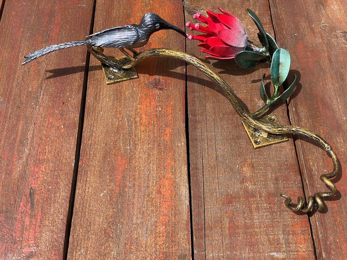Door handle, bird, flower, South Africa, door pull, Christmas, birthday, nature,Mothers Day,anniversary,house renovation,iron gift,barn pull