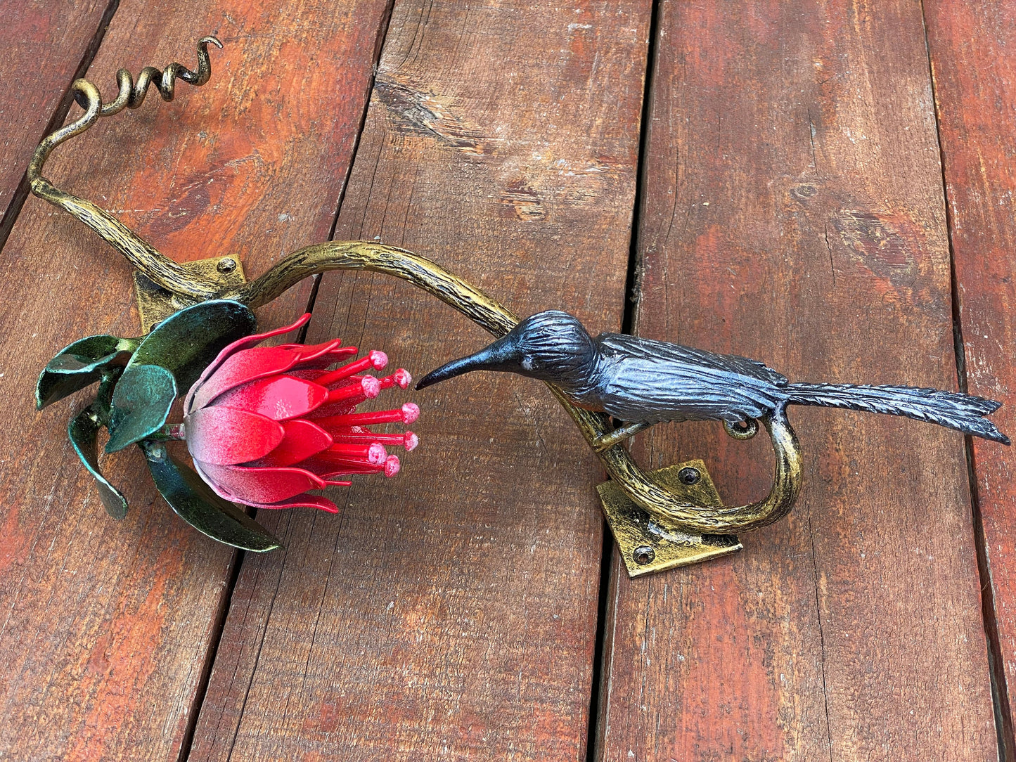 Door handle, bird, flower, South Africa, door pull, Christmas, birthday, nature,Mothers Day,anniversary,house renovation,iron gift,barn pull