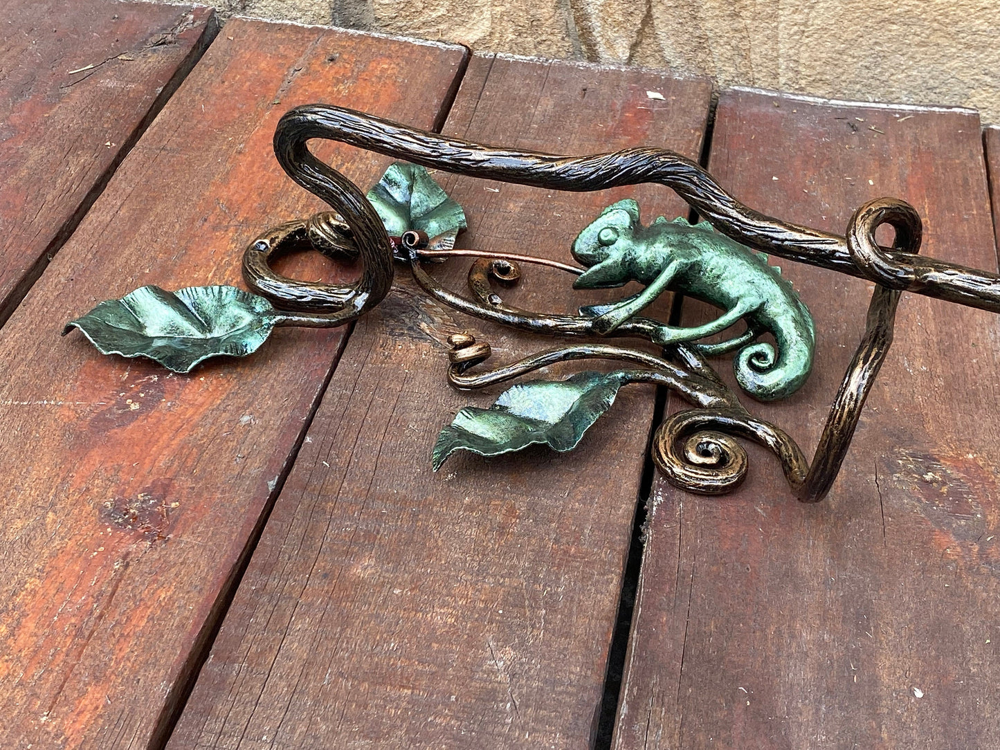 Door pull, chameleon, door handle, door, forest, wild nature, Christmas, animal, anniversary, iron gift, steel gift, insect, blacksmith,vine