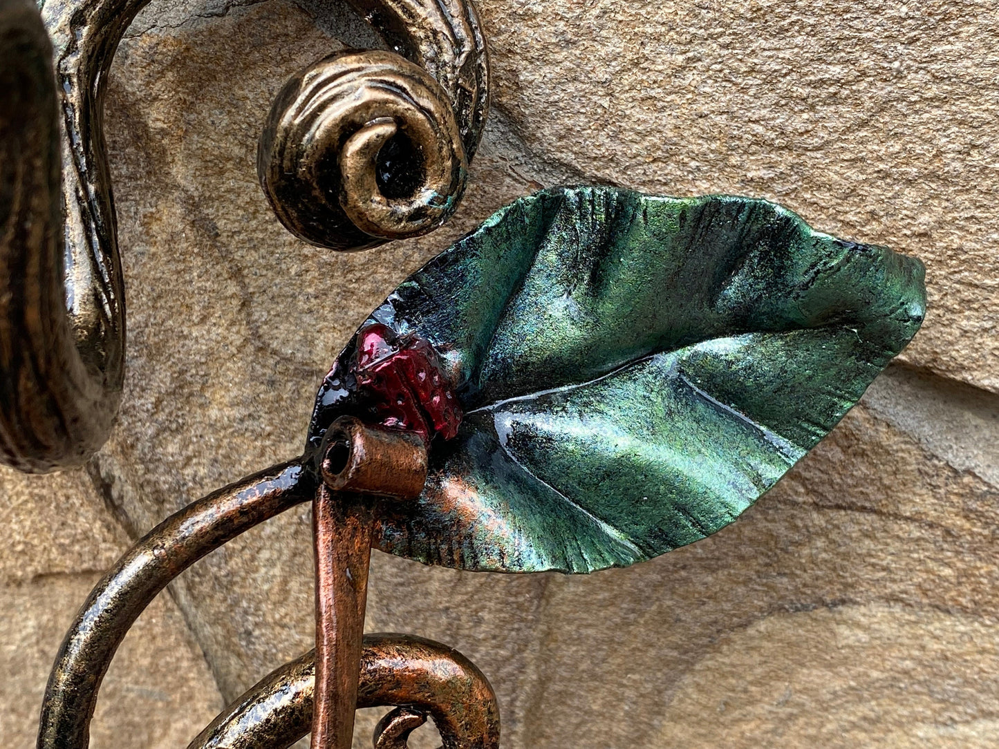 Door pull, chameleon, door handle, door, forest, wild nature, Christmas, animal, anniversary, iron gift, steel gift, insect, blacksmith,vine