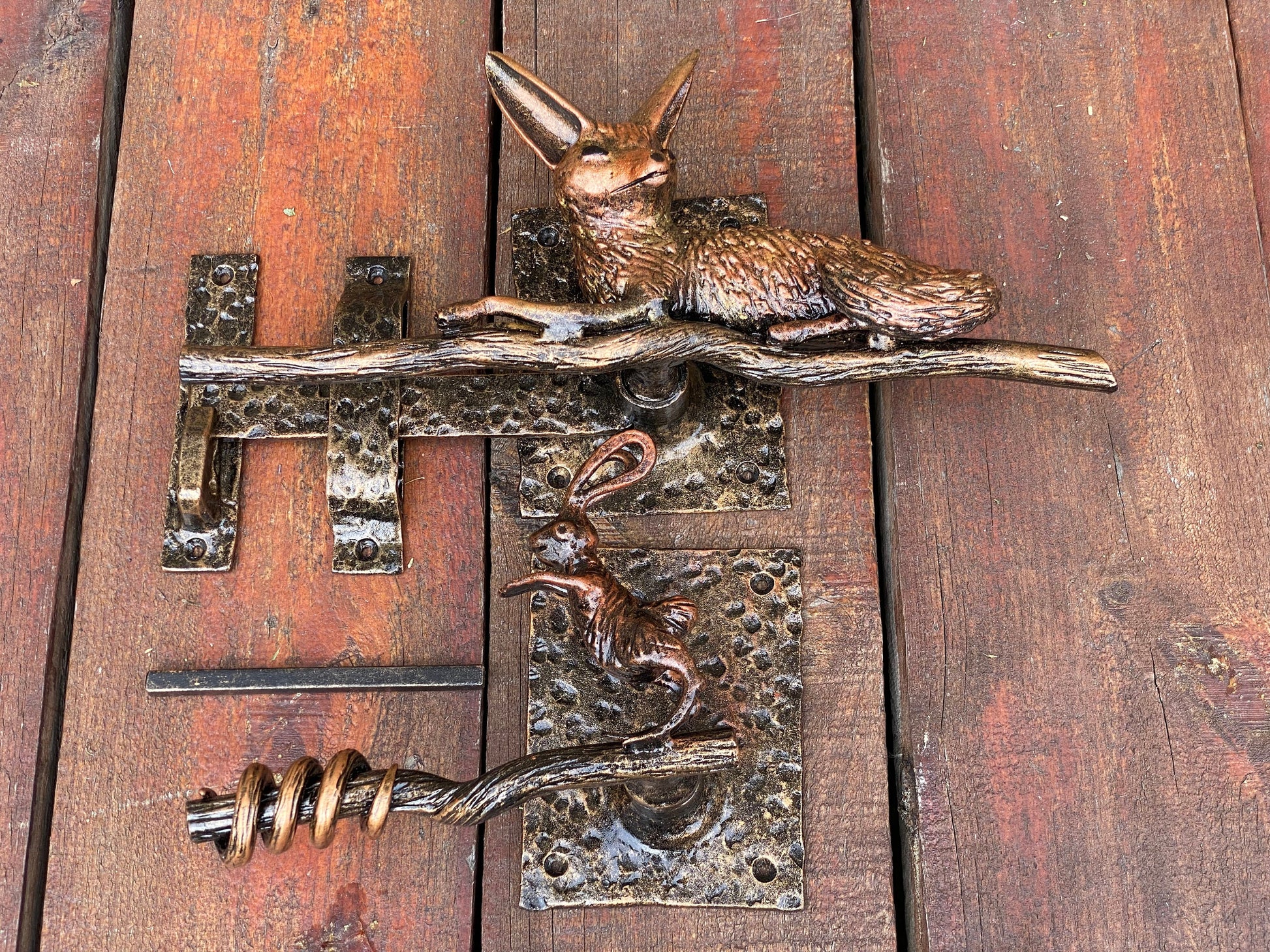 Latch, door latch, fox, rabbit, nature, birthday, door handle, gate latch, gate lock, door lock, Christmas, lock, barn, forest, animal, zoo