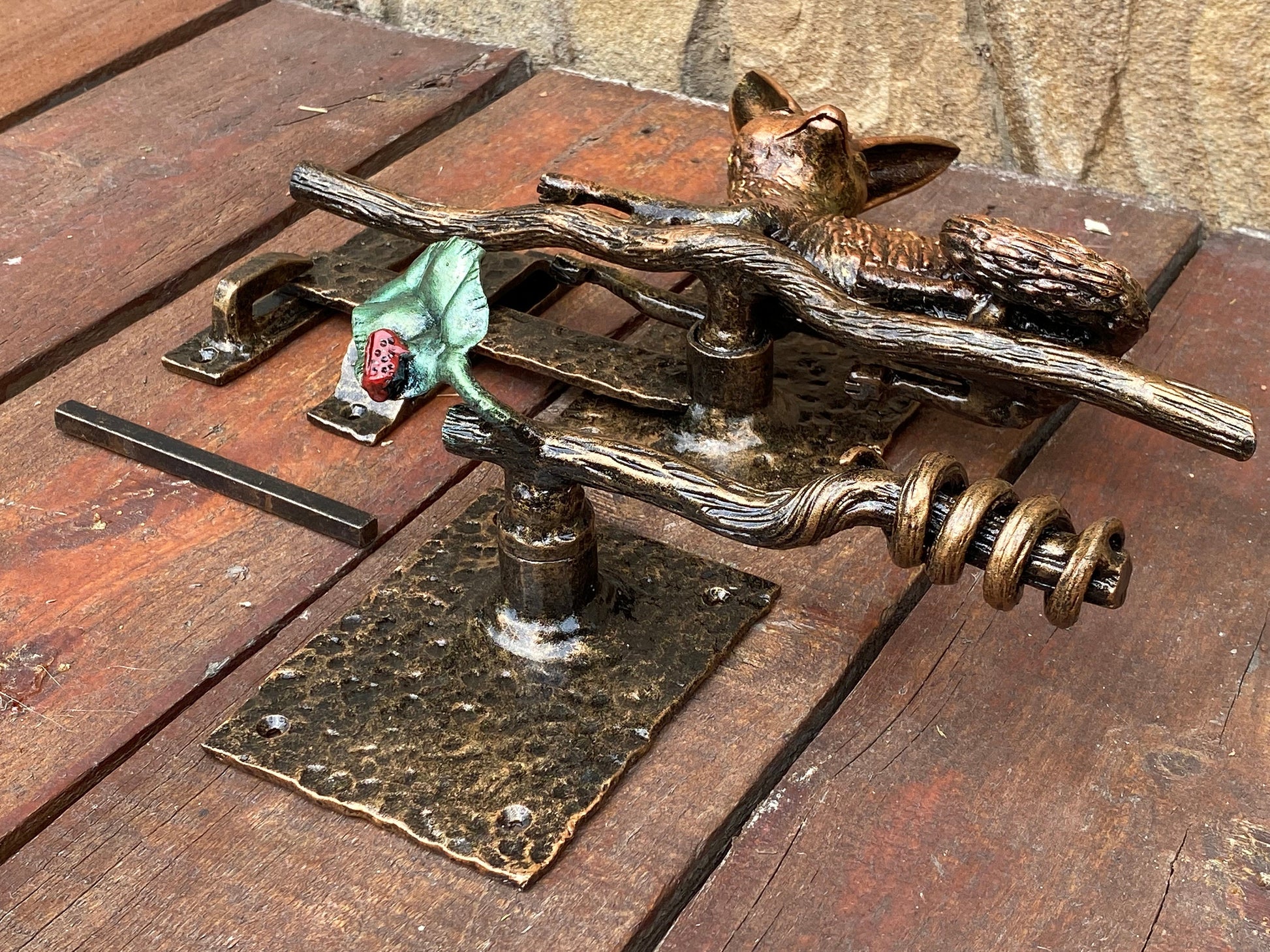 Latch, door latch, turn drop bar latch, fox, nature, birthday, door handle, gate latch, gate, door lock, Christmas, lock, forest, animal,zoo