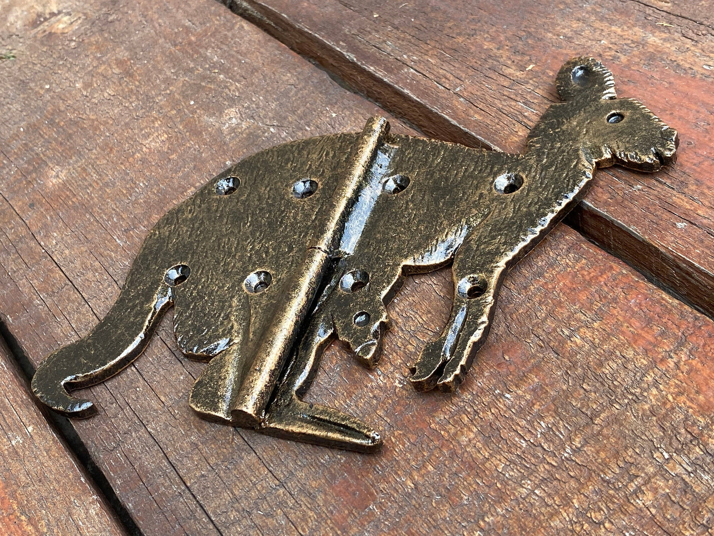 Animal hinge, strap hinge, kangaroo, shutter hinge, animal, hinge, hardware, gate, Christmas, birthday, anniversary, wedding, hand forged