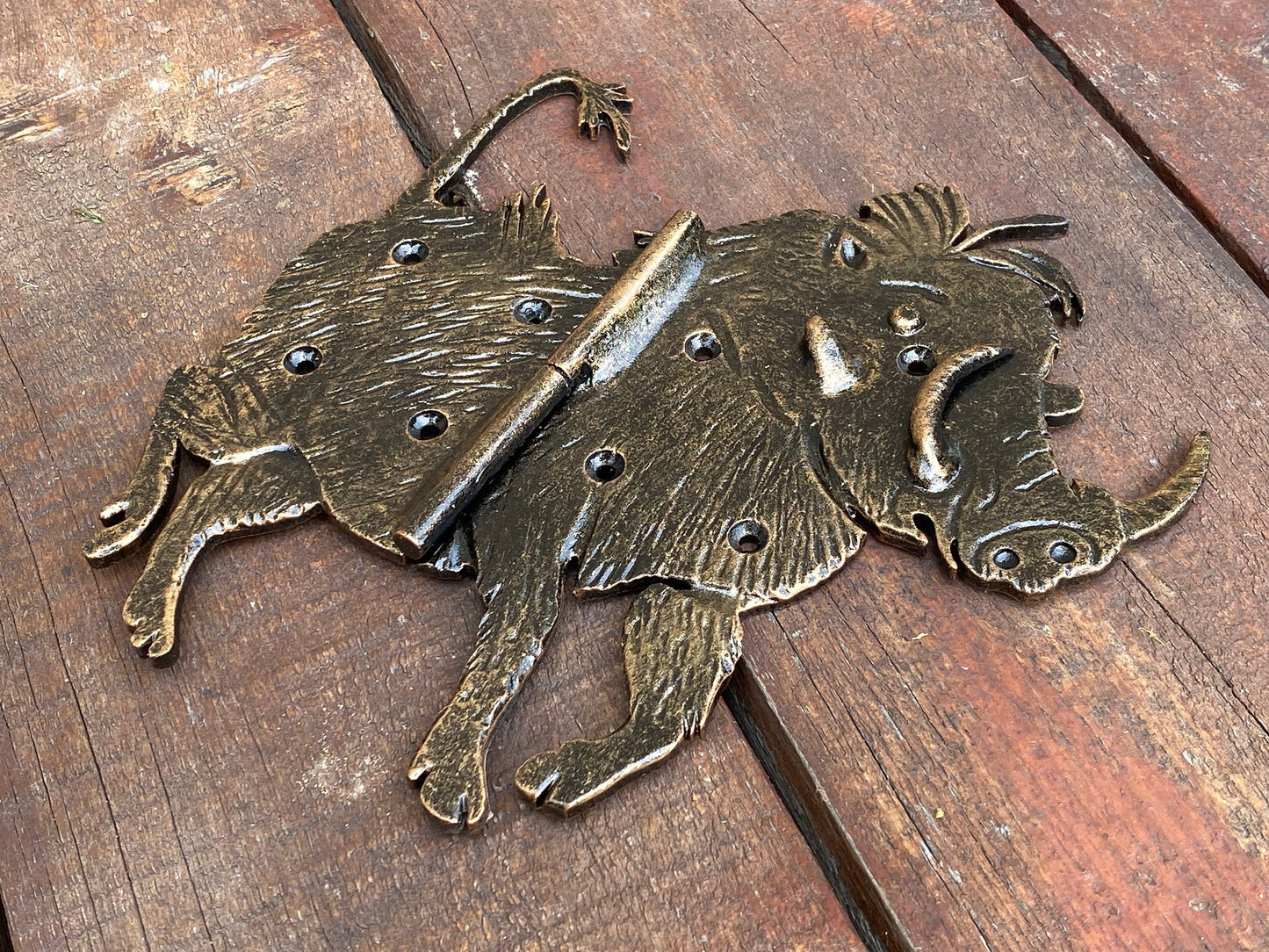 Animal hinge, strap hinge, warthog, boar, shutter, animal, hinge, hardware, gate, Christmas, birthday, anniversary, groom, bride,hand forged