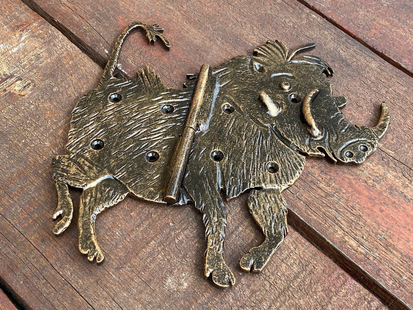 Animal hinge, strap hinge, warthog, boar, shutter, animal, hinge, hardware, gate, Christmas, birthday, anniversary, groom, bride,hand forged