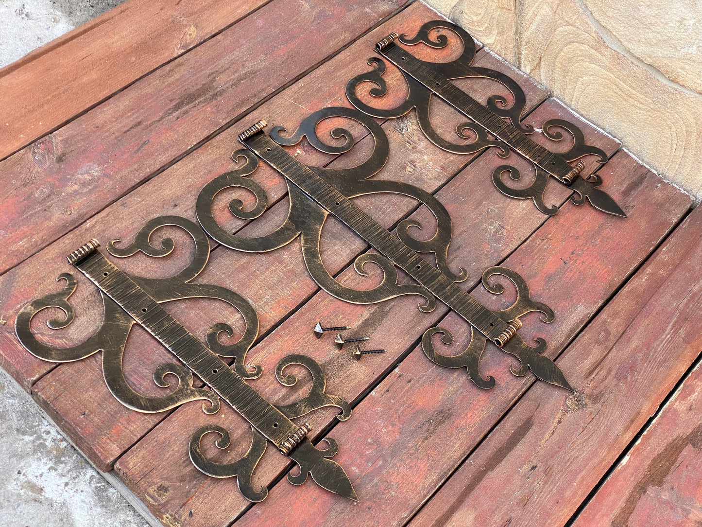 Hinge, medieval, rustic, window grille, gate, strap hinge, door, hardware, antique, renovation, Christmas, birthday, anniversary, rivet