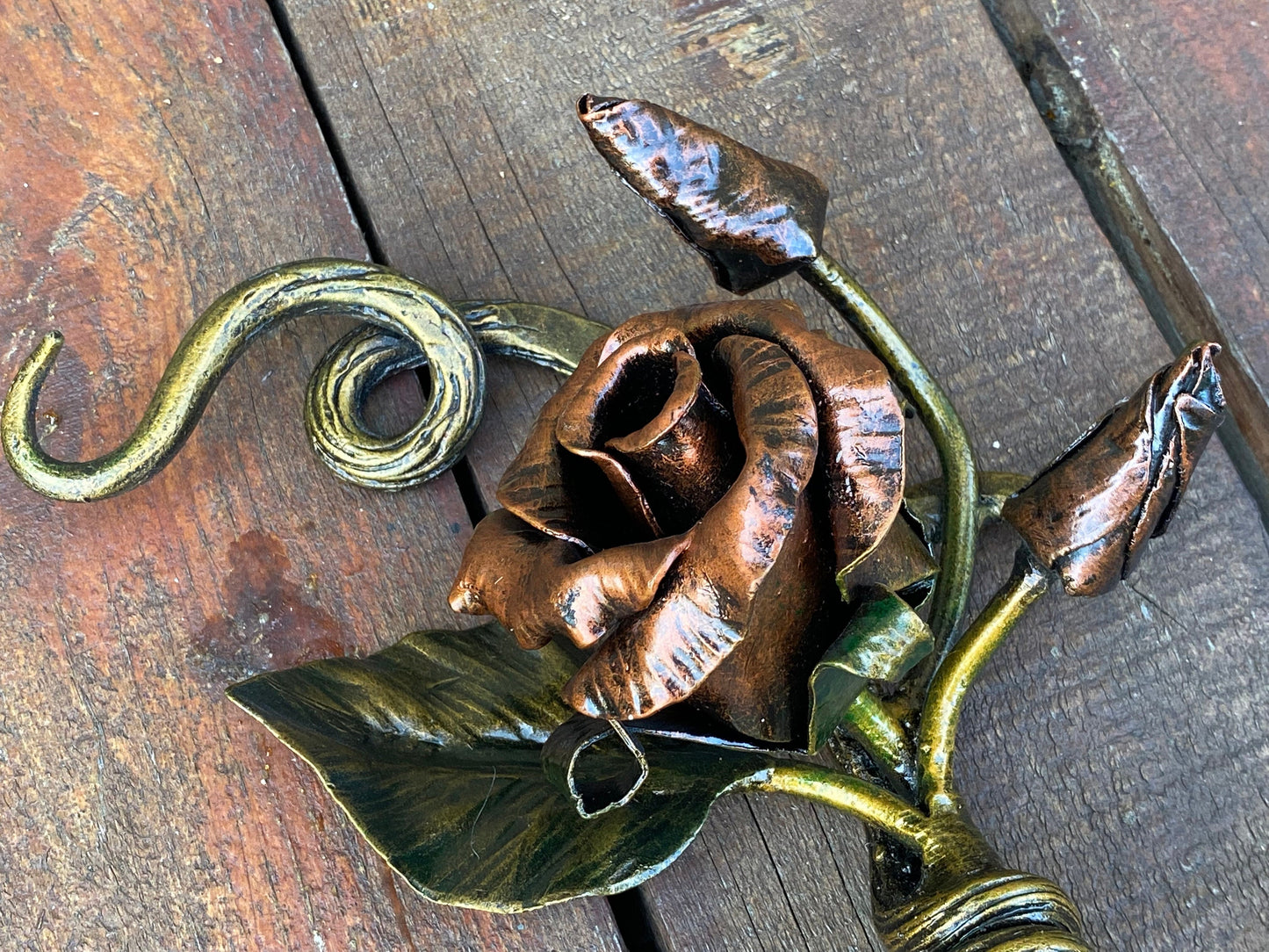 Door handle, rose, bud, petal, door pull, medieval, flower, Christmas, gift for mom, birthday, barn, anniversary, Middle Ages, iron gift
