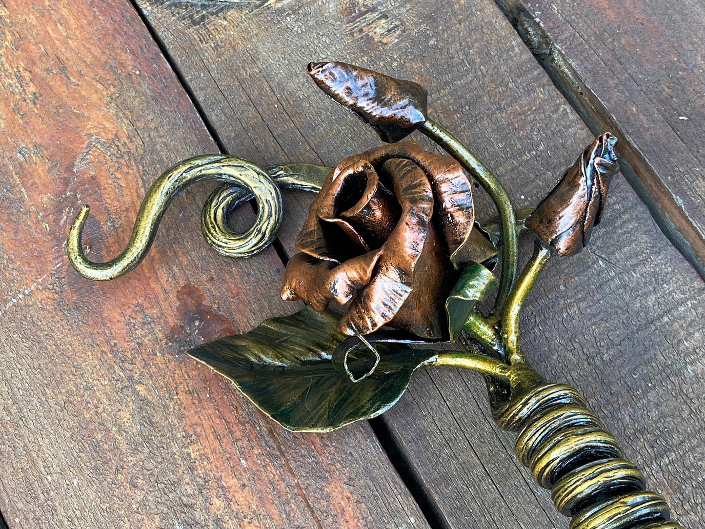 Door handle, rose, bud, petal, door pull, medieval, flower, Christmas, gift for mom, birthday, barn, anniversary, Middle Ages, iron gift