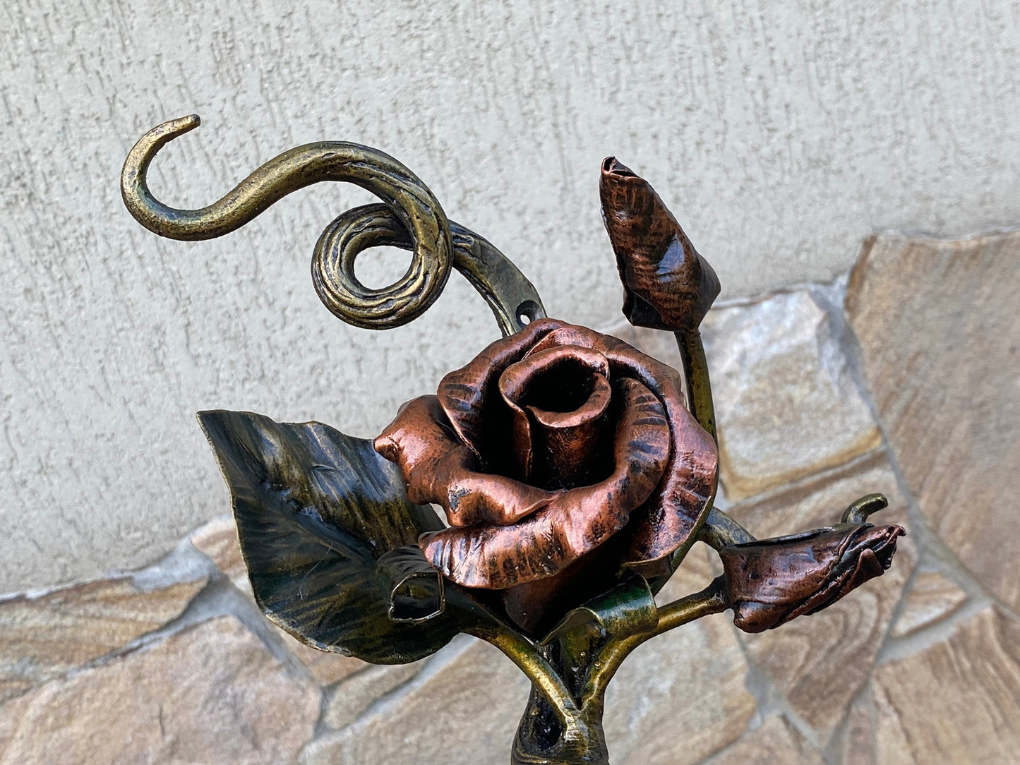 Door handle, rose, bud, petal, door pull, medieval, flower, Christmas, gift for mom, birthday, barn, anniversary, Middle Ages, iron gift