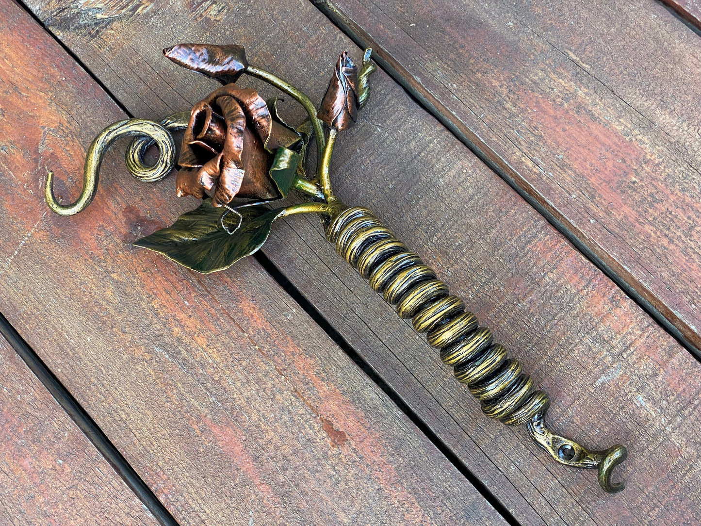 Door handle, rose, bud, petal, door pull, medieval, flower, Christmas, gift for mom, birthday, barn, anniversary, Middle Ages, iron gift