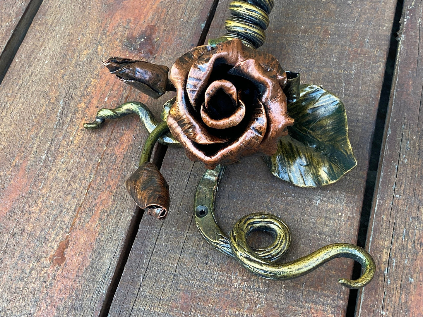 Door handle, rose, bud, petal, door pull, medieval, flower, Christmas, gift for mom, birthday, barn, anniversary, Middle Ages, iron gift