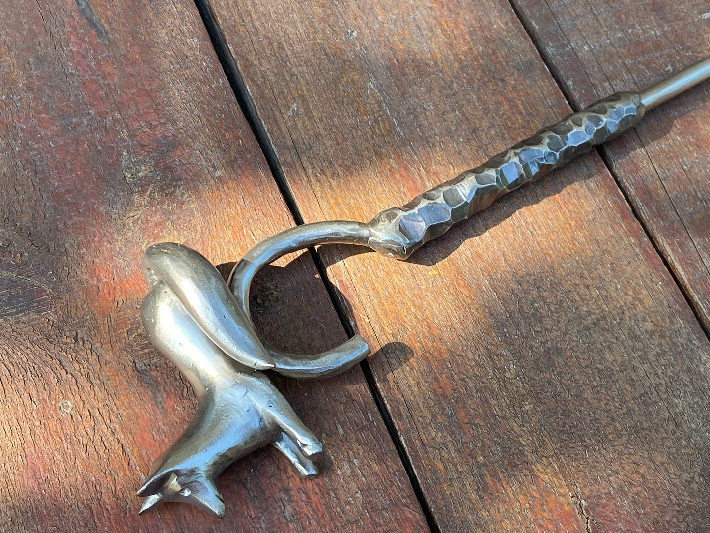 Fire poker, fox, stainless steel, Christmas, daddy, camp, picnic, camping, BBQ, travelers gift,fire pit,firewood,steel gift,11th anniversary