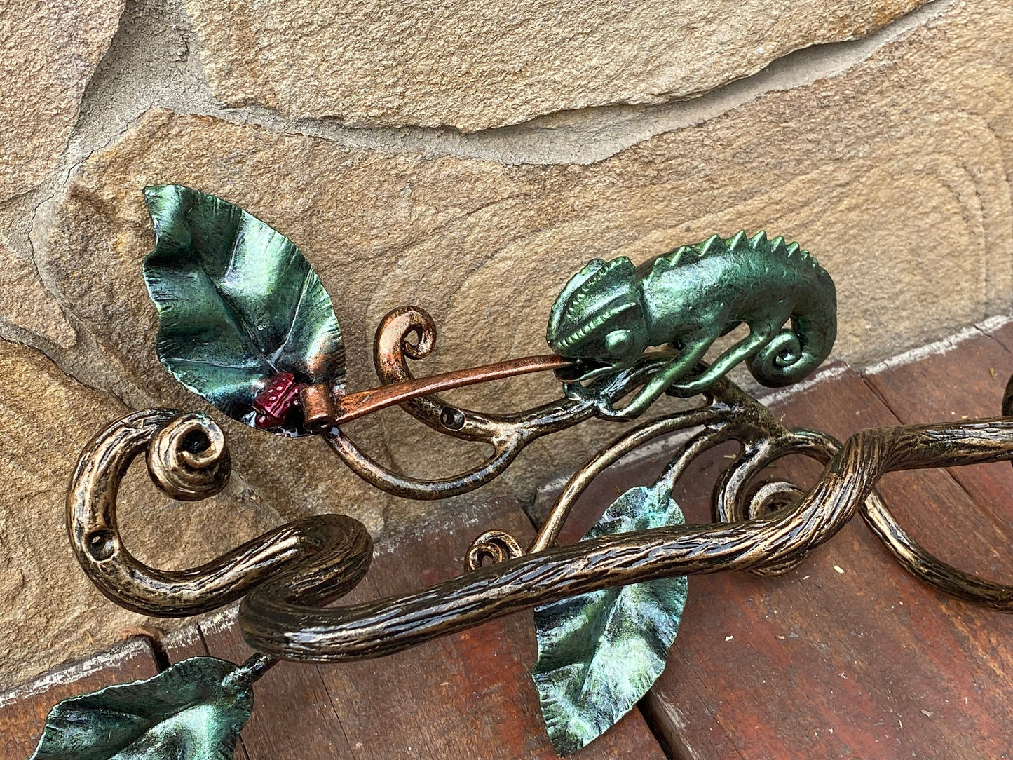 Door pull, chameleon, door handle, door, forest, wild nature, Christmas, animal, anniversary, iron gift, steel gift, insect, blacksmith,vine