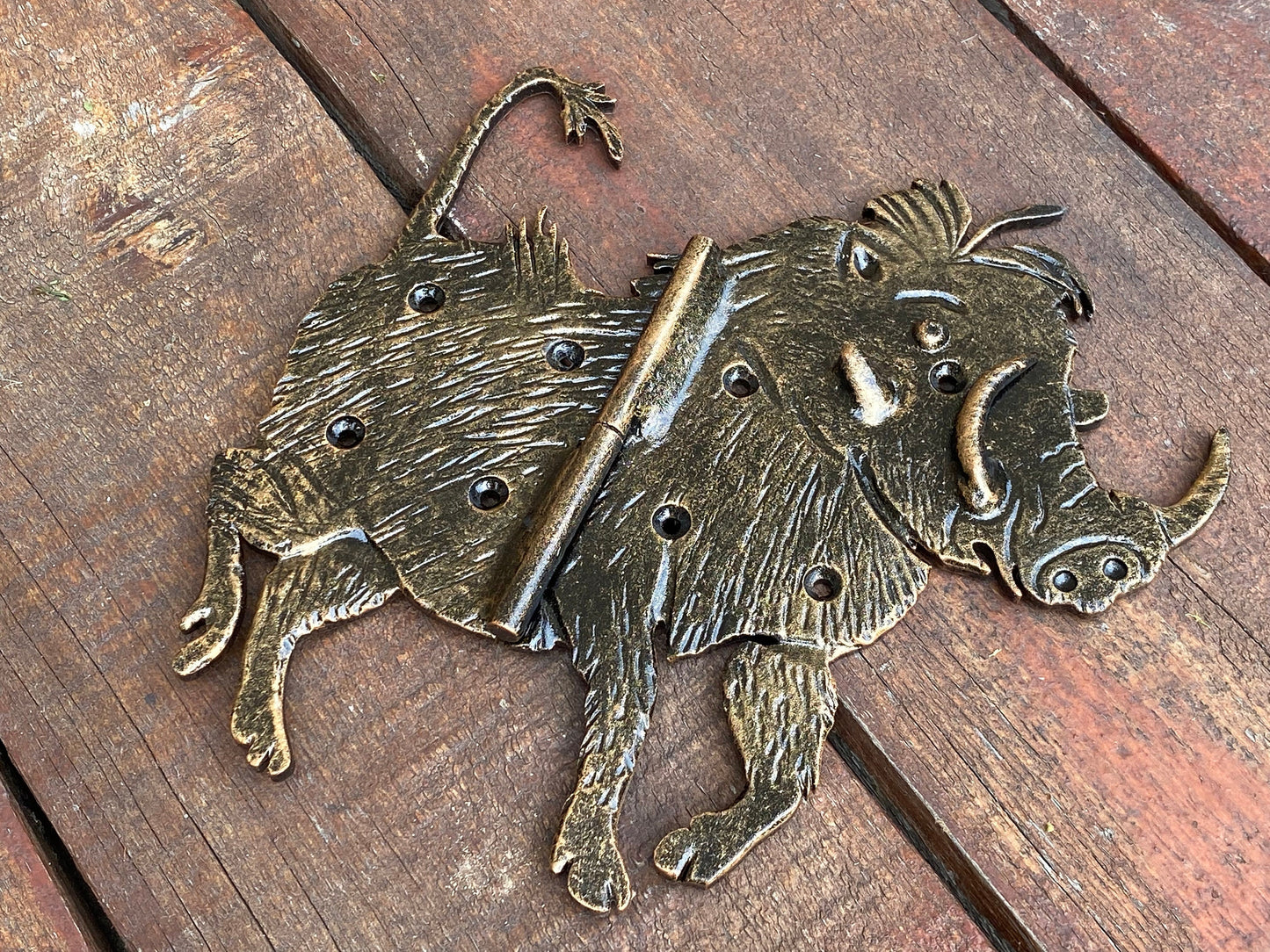 Animal hinge, strap hinge, warthog, boar, shutter, animal, hinge, hardware, gate, Christmas, birthday, anniversary, groom, bride,hand forged