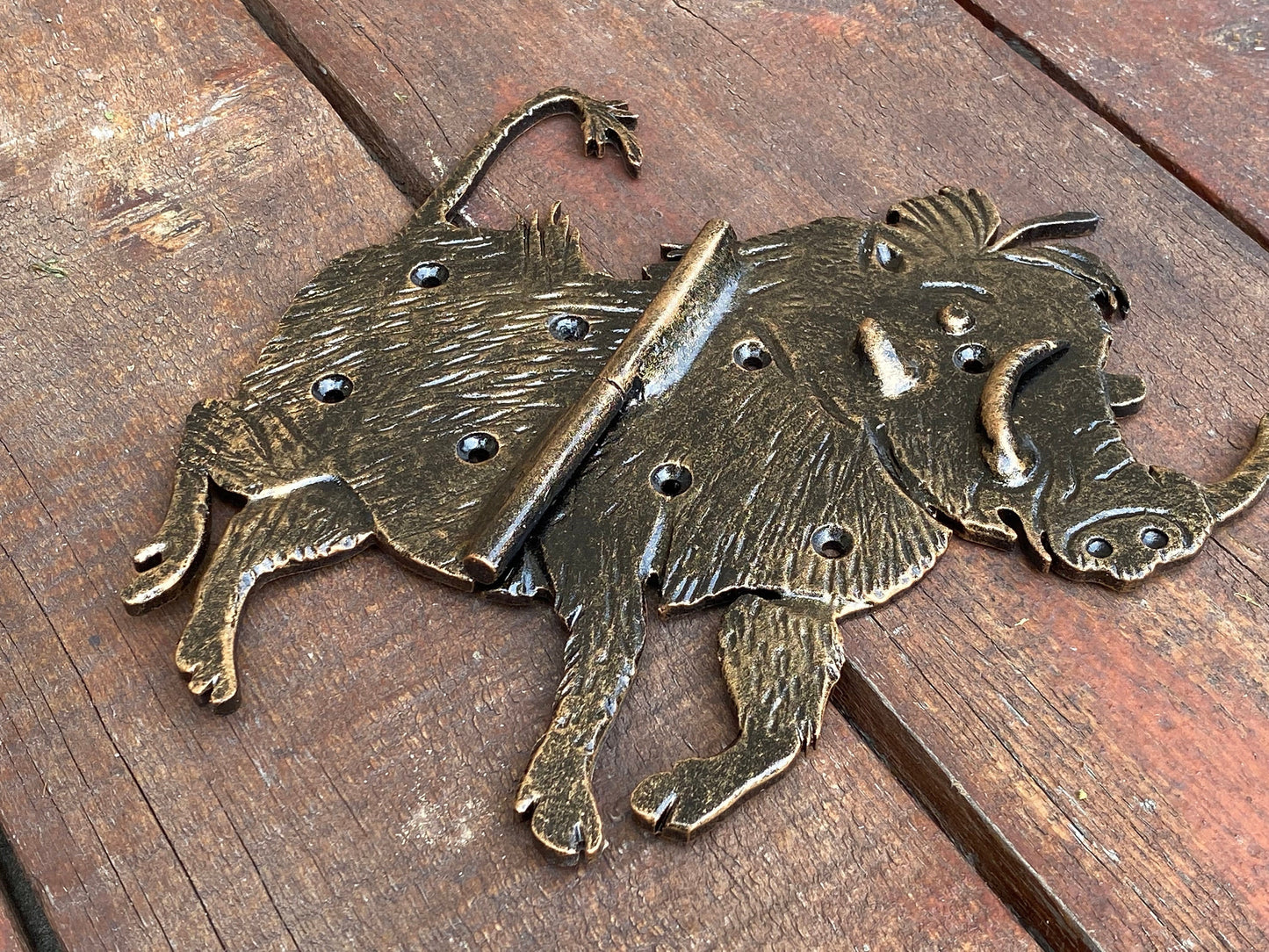 Animal hinge, strap hinge, warthog, boar, shutter, animal, hinge, hardware, gate, Christmas, birthday, anniversary, groom, bride,hand forged
