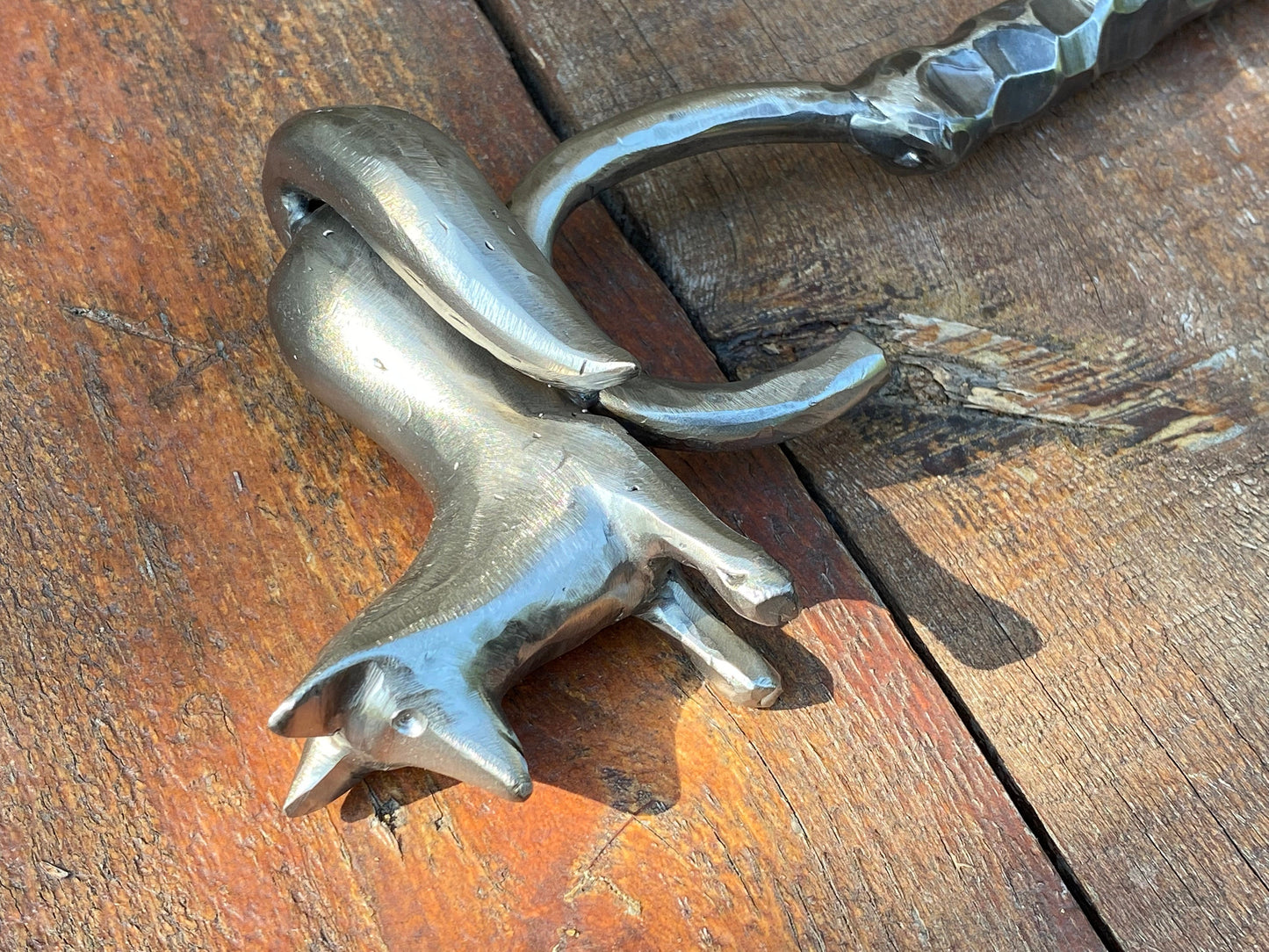 Fire poker, fox, stainless steel, Christmas, daddy, camp, picnic, camping, BBQ, travelers gift,fire pit,firewood,steel gift,11th anniversary
