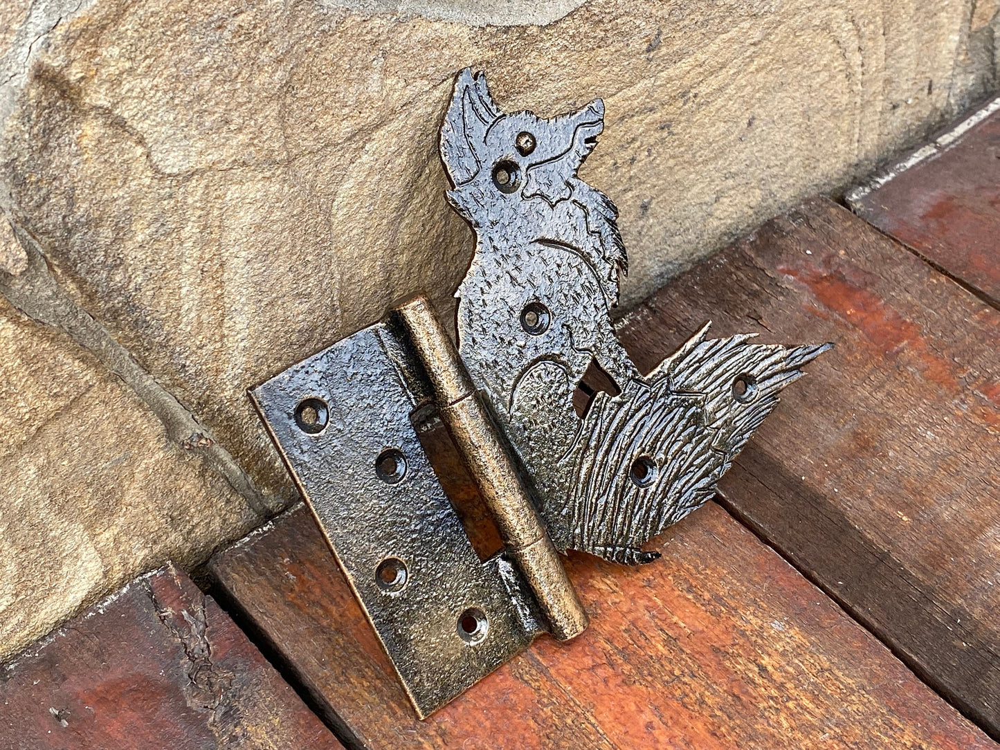 Fox hinge, animal hinge, fox, strap hinge, animal, hinge, shutter, hardware, gate, Christmas, birthday,zoo,door hinge,blacksmith,wild nature