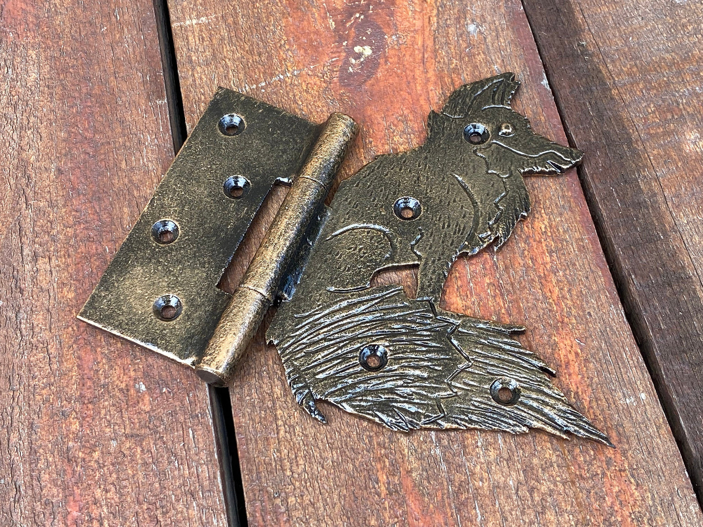 Fox hinge, animal hinge, fox, strap hinge, animal, hinge, shutter, hardware, gate, Christmas, birthday,zoo,door hinge,blacksmith,wild nature