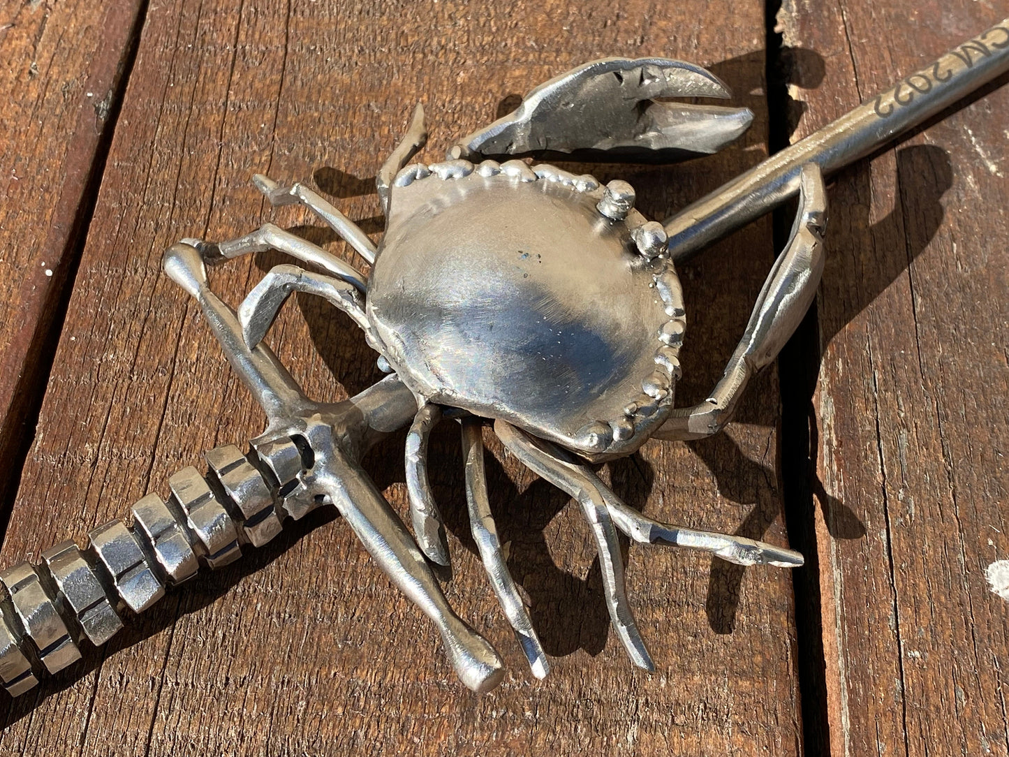 Fire poker, stainless steel, personalized gift, crab, Christmas, BBQ, skewer, mens gift, anniversary, fireplace, birthday, fire pit, grill